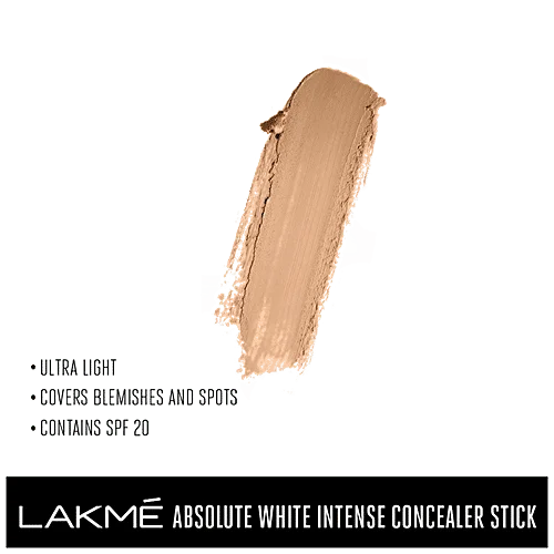 Lakme Concealer Stick | White Intense SPF 20 | 3.6g Fair 01 | Best for Daily Use image 4