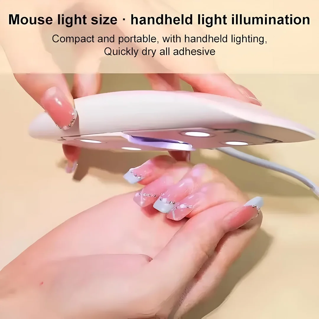  Mini USB UV/LED Gel Nail Lamp | Portable Foldable 6W Manicure Tool Pink | Travel‑Friendly Nail Polish Curing Lamp for Home & Salon image 3