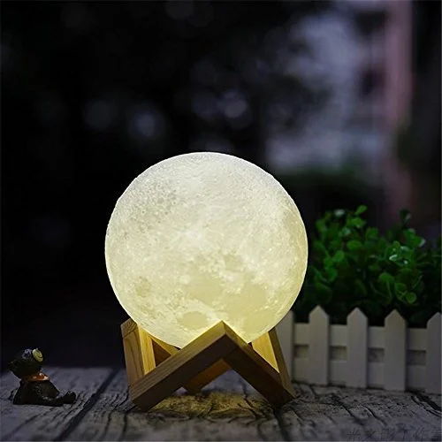 Moon Lamp | Kids Bedroom LED Night Light | White Color Moon Ball with Stand | Magical Space Decor image 3