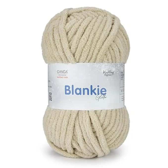 Ganga Acrowools Chenille Glitter Knitting Yarn | Super Soft Yarn Pack of 4 |100gm Each | DIY Crochet |Baby Clothes| Blanket Making image 1