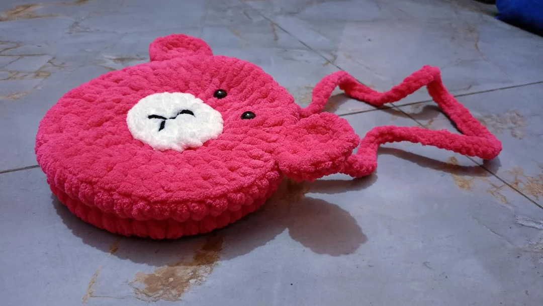 Ganga Handmade Woolen Crochet Purse for Girls |Teddy Style Sling Bag | Small Cute Wool Handbag |D-Pink | Gift Ready image 8