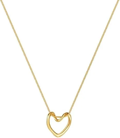 LUXUARYLOOK Heart Pendant Necklace for Women | Gold Plated Stainless Steel Jewelry| Crystal Heart Shape Pendant, Anniversary Gift | Valentine’s Day Necklace for Her |Elegant Fashion Jewelry image 1