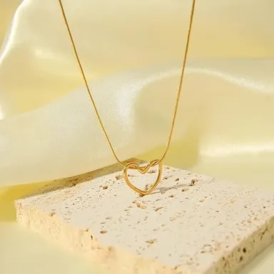 LUXUARYLOOK Heart Pendant Necklace for Women | Gold Plated Stainless Steel Jewelry| Crystal Heart Shape Pendant, Anniversary Gift | Valentine’s Day Necklace for Her |Elegant Fashion Jewelry thumbnail 1