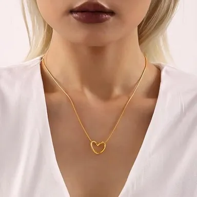 LUXUARYLOOK Heart Pendant Necklace for Women | Gold Plated Stainless Steel Jewelry| Crystal Heart Shape Pendant, Anniversary Gift | Valentine’s Day Necklace for Her |Elegant Fashion Jewelry thumbnail 4