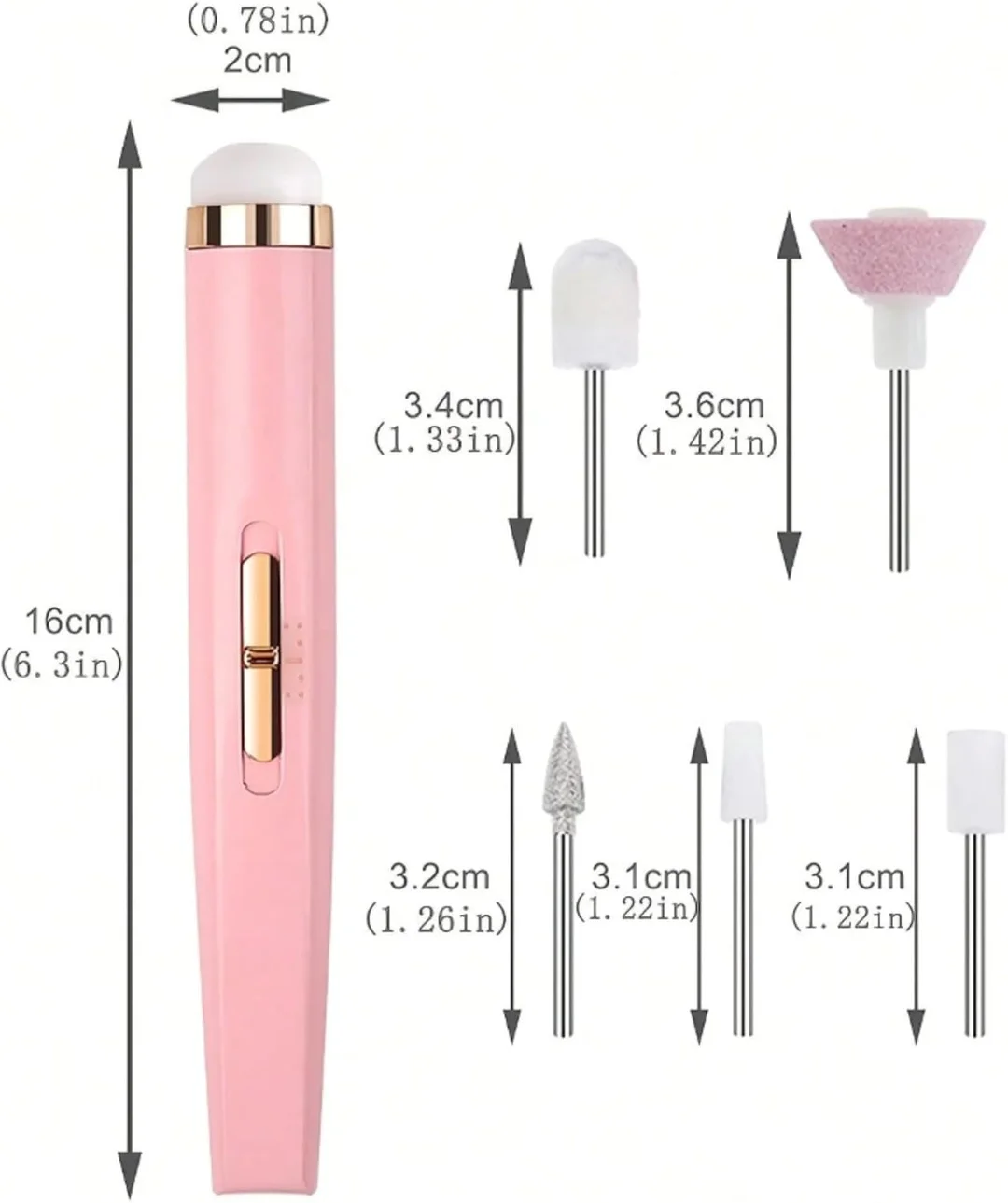 Electric Nail Drill | Portable USB Rechargeable Nail File| Adjustable Speed| 5 Drill Bits| Manicure Pedicure Kit image 3