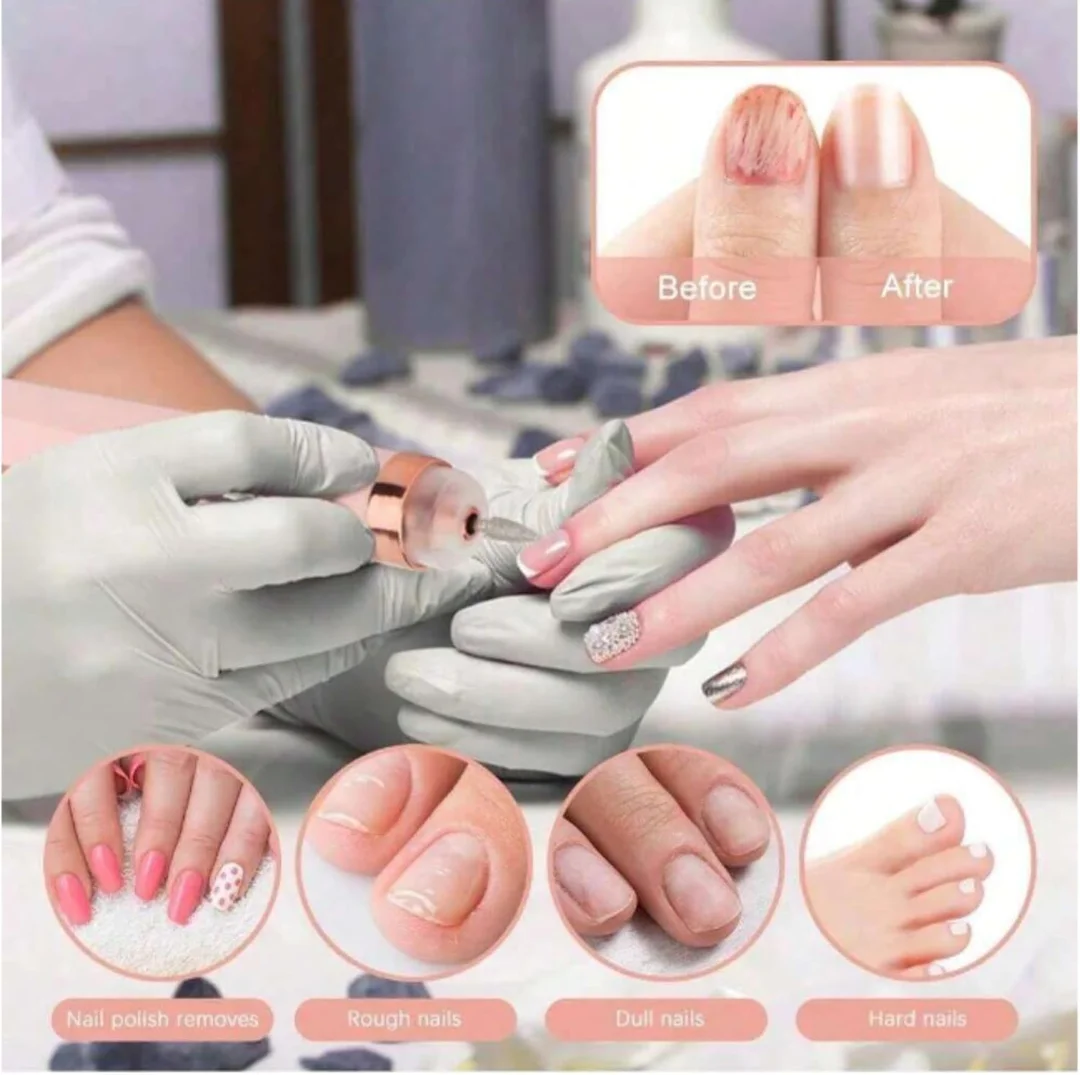 Electric Nail Drill | Portable USB Rechargeable Nail File| Adjustable Speed| 5 Drill Bits| Manicure Pedicure Kit image 4