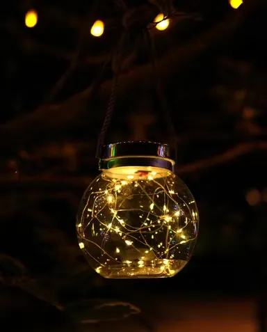 Solar Lantern Outdoor Hanging | 30 LED Jar Light Waterproof | 2600 mAh Battery Powered Garden Lamp | Decorative Globe for Wedding |Christmas Balcony |Patio
