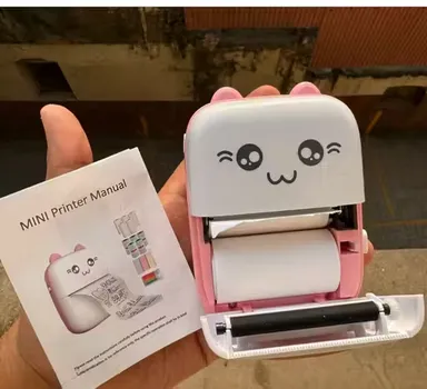 Mini Bluetooth Inkless Thermal Pocket Printer for iOS & Android | Rechargeable Portable Label, Receipt & Photo Printer – Pink thumbnail 1