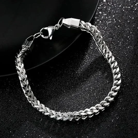 LUXUARYLOOK Men’s Stainless Steel Bracelet | Modern Link Chain Wristband | Durable Silver Jewelry Gift for Men & Women | Stylish Fashion Kada Unisex image 2