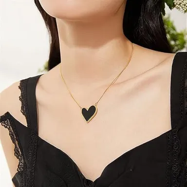 Heart Pendant Necklace for Women | 18K Gold Plated Stainless Steel | Elegant Romantic Jewellery Gift | Best for Wife Girlfriend | Durable & Stylish thumbnail 1