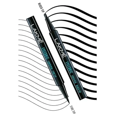 LAKMÉ Eyeconic Eyeliner Pen | Matte Black | Block Tip | Waterproof | Long Stay 1ml | Smudge Proof Eyeliner for Women | Daily & Party Use