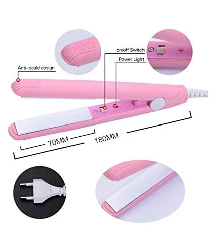 Mini Portable Ceramic Hair Straightener – Travel-Ready Wired Flat Iron for Women & Men | Compact Fast-Heating Styling Tool for Frizz-Free Hair image 1