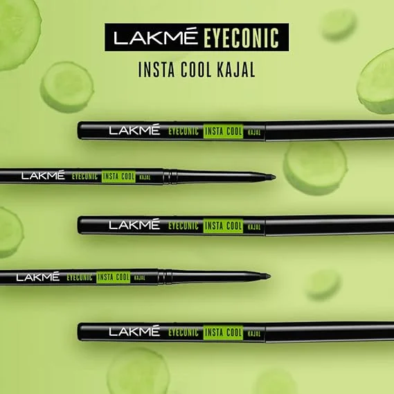 LAKMÉ Eyeconic Insta Cool Pencil Kajal | Glossy Black | 0.35g | Long-Lasting, Smudge-Proof Eye Makeup image 4