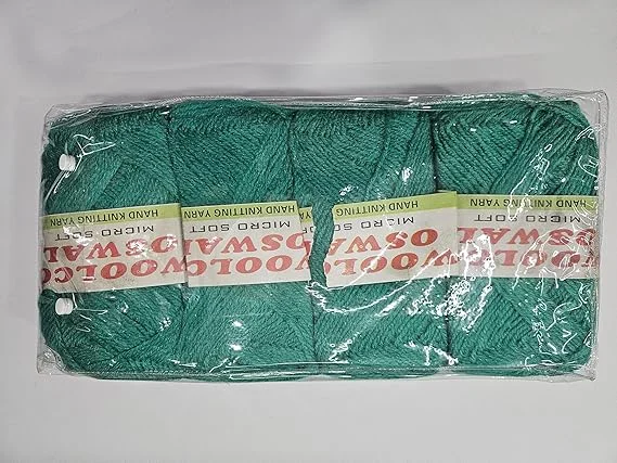 Oswal Micro Soft Hand Knitting Yarn | 100gm Each Pack of 4|Sea Green | Wool for Crochet, DIY Art and Craft, Sweater and Scarf Making image 2