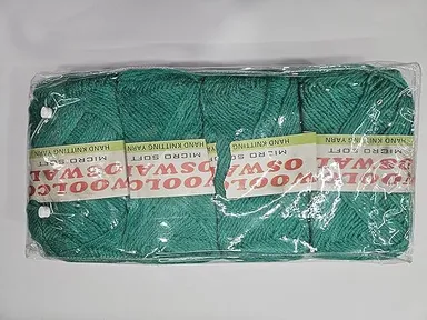 Oswal Micro Soft Hand Knitting Yarn | 100gm Each Pack of 4|Sea Green | Wool for Crochet, DIY Art and Craft, Sweater and Scarf Making thumbnail 1