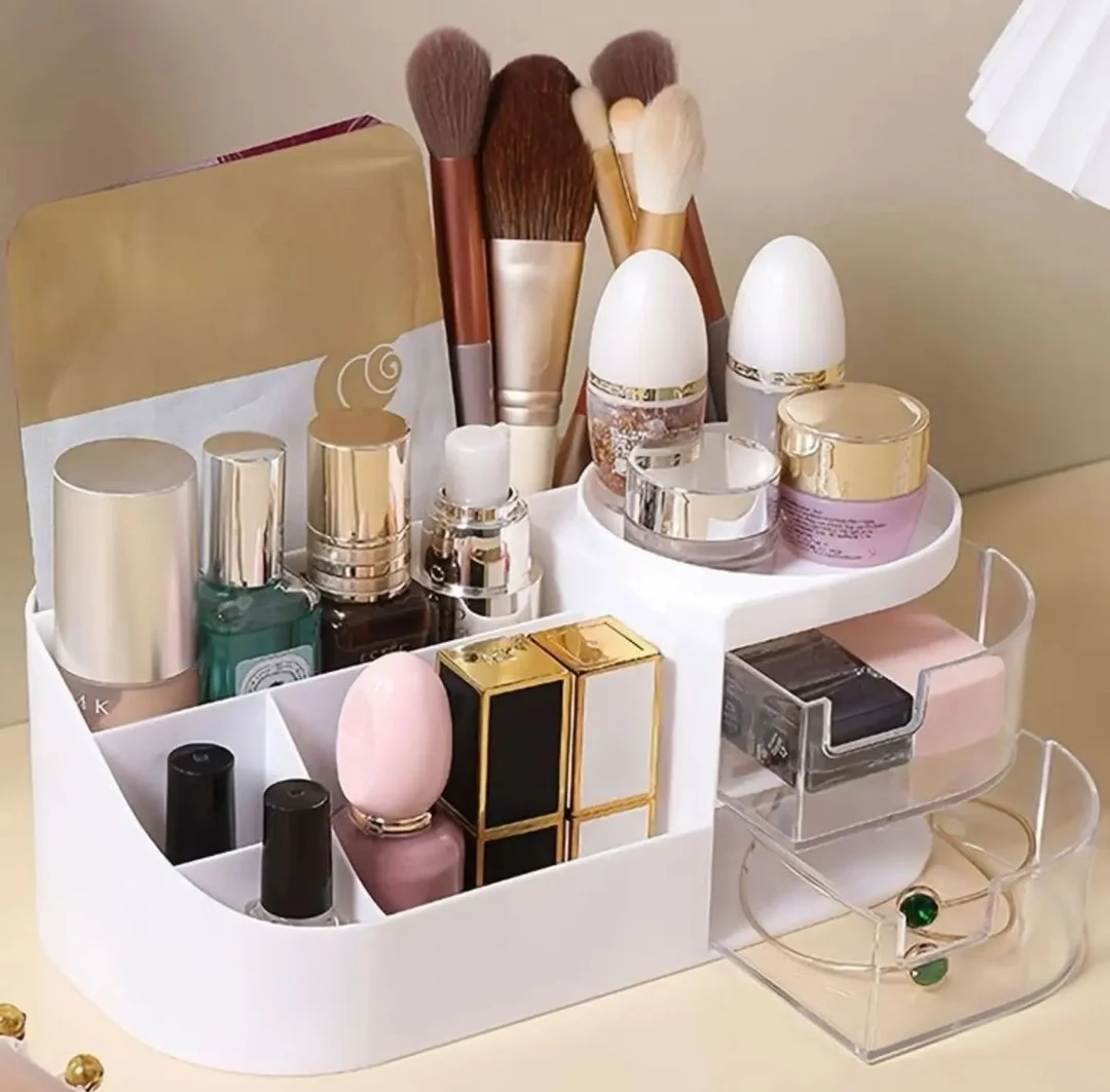 Shrigana Makeup Organizer | Elegant Makeup Box for Storage | Transparent Drawer Vanity for Skincare & Cosmetics | White Cosmetic Organizer for Women image 2