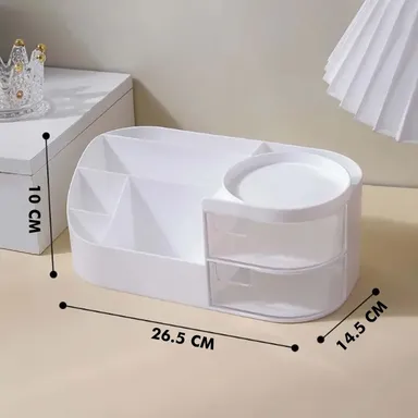 Shrigana Makeup Organizer | Elegant Makeup Box for Storage | Transparent Drawer Vanity for Skincare & Cosmetics | White Cosmetic Organizer for Women thumbnail 2