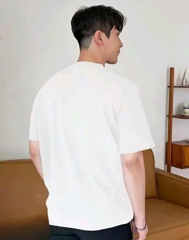 White Cotton Down Shoulder Tee M | Men’s Casual T-Shirt | Relaxed Fit | Soft Breathable Fabric thumbnail 2