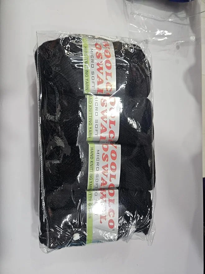 Soft Hand Knitting Yarn 100gm Pack of 4 | Black Wool Yarn for Crochet| DIY Art and Craft| Sweaters and Scarves image 2