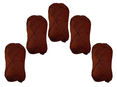 Wool Yarn for Knitting and Crochet | Soft Hand Yarn Combo Pack of 5 | 90-100gm Each | Soft Brown Color | Art and Craft Wool for Socks | Sweaters | DIY Projects thumbnail 0