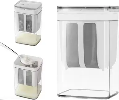GRECY Greek Yogurt Strainer 1100ml | Fine Mesh Hung Curd Maker & Filter | Thick Yogurt Maker for Kefir Soymilk & Coffee | BPA-Free Plastic Lid thumbnail 3