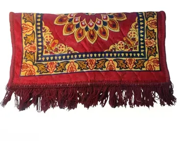 Pooja Assan Mat | Red Floral Meditation Mat for Home Mandir thumbnail 2