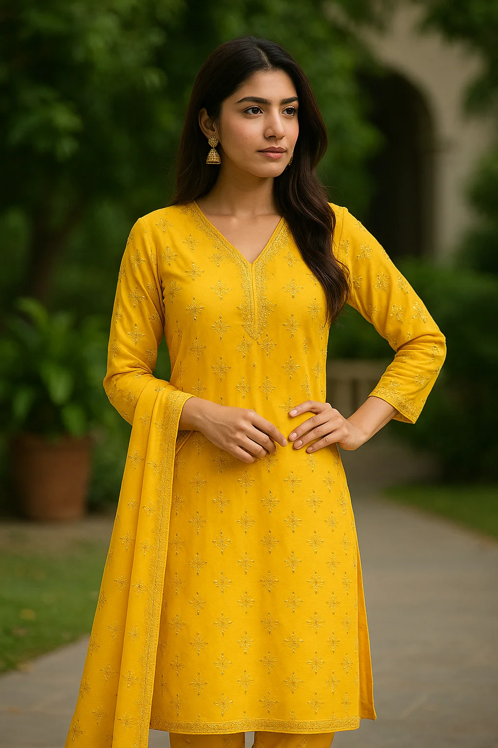 Women Cotton Blend Kurti Suit | Yellow Printed Ethnic Wear | Stylish Casual & Festive Outfit for Women | Comfortable Office & Party Wear image 3