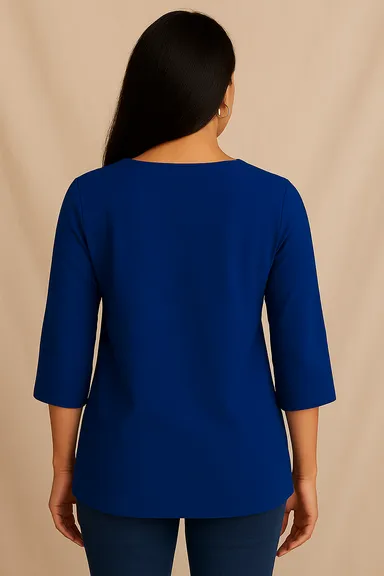 Women Partywear V-neck Top|  Blue Designer Tunic for Evening| Stylish Elegant Tops for Ladies thumbnail 1