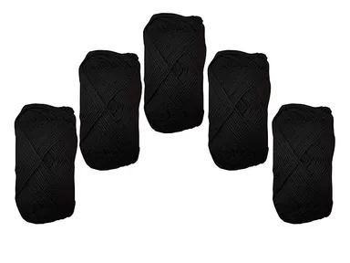 Wool Yarn for Knitting and Crochet | Black Wool Combo Pack of 5 | Soft Yarn for Socks | Art and Craft DIY Projects |100 gm Each thumbnail 0
