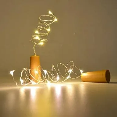 Bottle Cork LED String Lights 2 Meter| Warm White| Battery Operated Fairy Lights for Wine Bottle Decoration| DIY Home Wedding Party Decor thumbnail 1