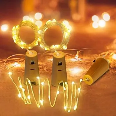 Bottle Cork LED String Lights 2 Meter| Warm White| Battery Operated Fairy Lights for Wine Bottle Decoration| DIY Home Wedding Party Decor thumbnail 2