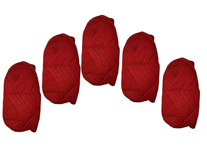 Wool Yarn for Knitting and Crochet | Maroon Wool Yarn Combo Pack 5 Balls | Soft Art and Craft Yarn for Socks |DIY Projects image 1