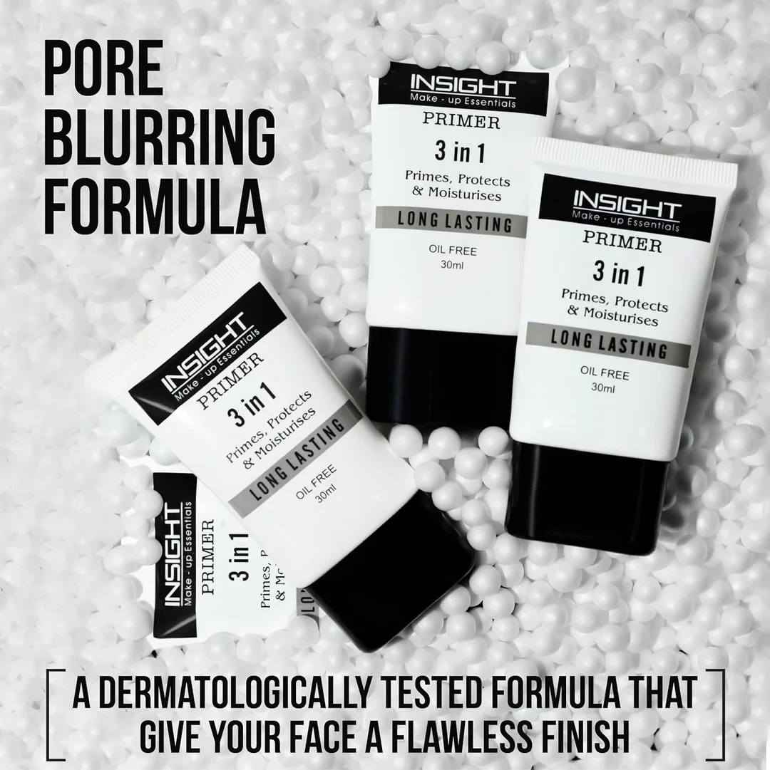 INSIGHT 3 in 1 Primer | Matte Finish| Pore Blurring |Oil-Free| Long Lasting | Makeup Base for All Skin Types | 30ml Tube for Women| Daily Use image 2