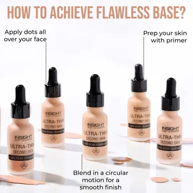 Insight Cosmetics Ultra‑Thin Second Skin Liquid Matte Foundation 20 ml | Long Wear Full Coverage | Lightweight Matte Foundation for Skin Tone Warm Nude thumbnail 2