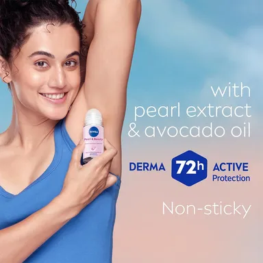 NIVEA Pearl and Beauty 50 ml Deo Underarm Roll-On for Women| 72 H Long-Lasting Floral Scent with Pearl Extracts & Avocado Oil|  Alcohol-Free, Dermatologically Approved, Gentle on Skin thumbnail 2