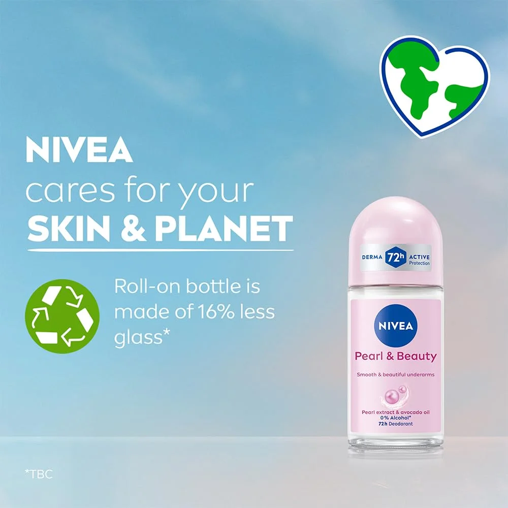 NIVEA Pearl and Beauty 50 ml Deo Underarm Roll-On for Women| 72 H Long-Lasting Floral Scent with Pearl Extracts & Avocado Oil| Alcohol-Free, Dermatologically Approved, Gentle on Skin image 4