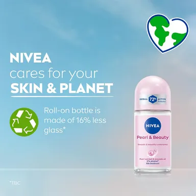 NIVEA Pearl and Beauty 50 ml Deo Underarm Roll-On for Women| 72 H Long-Lasting Floral Scent with Pearl Extracts & Avocado Oil|  Alcohol-Free, Dermatologically Approved, Gentle on Skin thumbnail 3