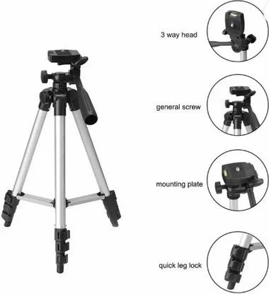 3110 Tripod Stand with Mobile Holder | Portable Adjustable Tripod for Mobile and Camera | Lightweight Tripod Stand image 3