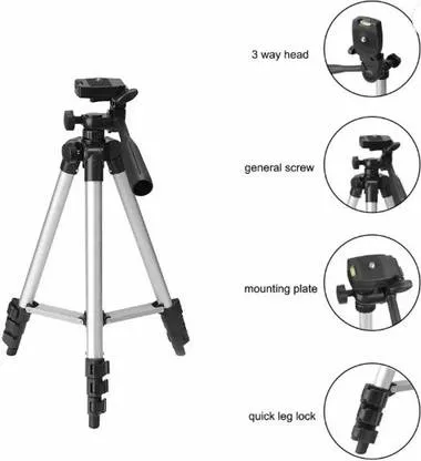 3110 Tripod Stand with Mobile Holder | Portable Adjustable Tripod for Mobile and Camera | Lightweight Tripod Stand  thumbnail 2
