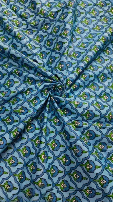 2.50 Meter Cotton Printed Fabric | Lightweight Block Print Fabric | Unstitched Fabric for Dresses| Blouses |Home Décor thumbnail 0