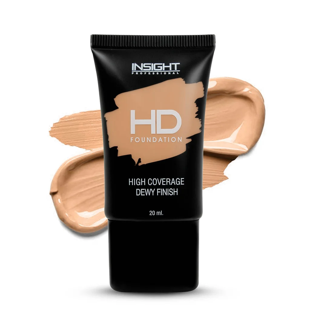 Insight Cosmetics HD Full Coverage Dewy Foundation 20ml | Paraben Free| Lightweight | Best Shade MN16 Medium Skin Tone image 1