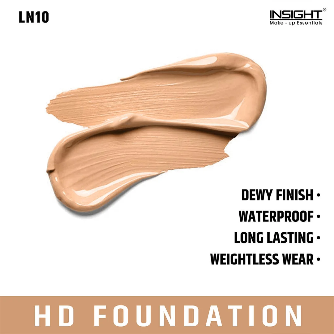 Insight Cosmetics HD Full Coverage Dewy Foundation 20ml | Paraben Free| Lightweight | Best Shade MN16 Medium Skin Tone image 2