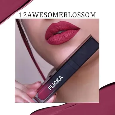 FLiCKA Set & Attack Liquid Matte Lipstick | Smudge‑Proof Transfer‑Proof 12 |Awesome Blossom 7 ml for All Skin Tones thumbnail 2