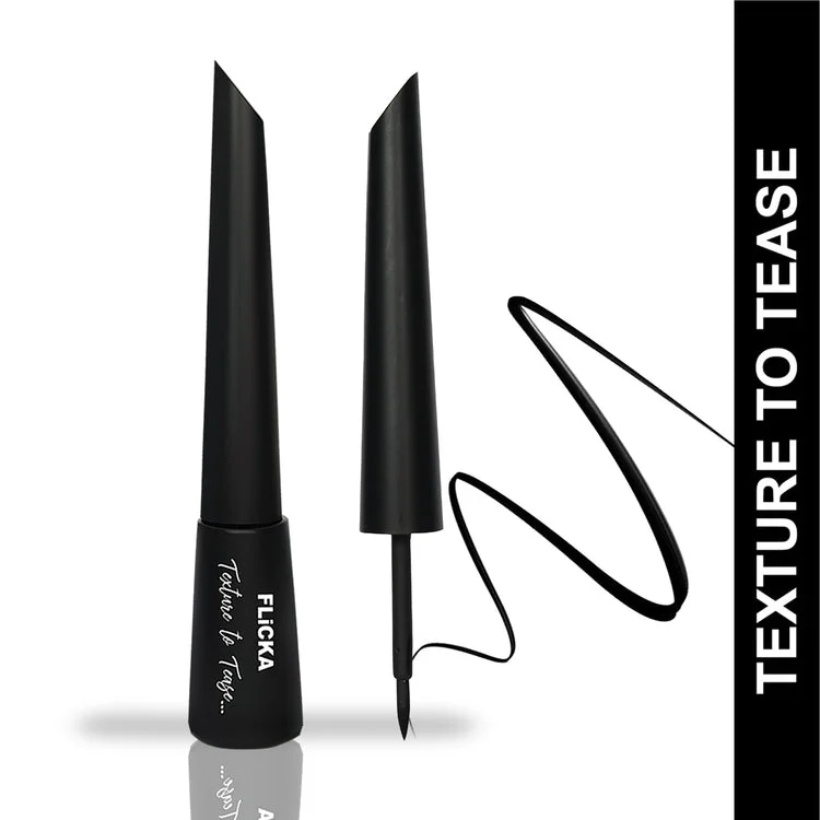 FLiCKA Texture To Tease Liquid Eyeliner | Jet Black Waterproof Smudge Proof Matte 4ml | Long‑Lasting Eye Makeup image 1