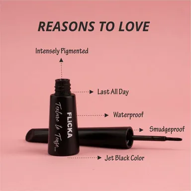 FLiCKA Texture To Tease Liquid Eyeliner | Jet Black Waterproof Smudge Proof Matte 4ml | Long‑Lasting Eye Makeup thumbnail 3