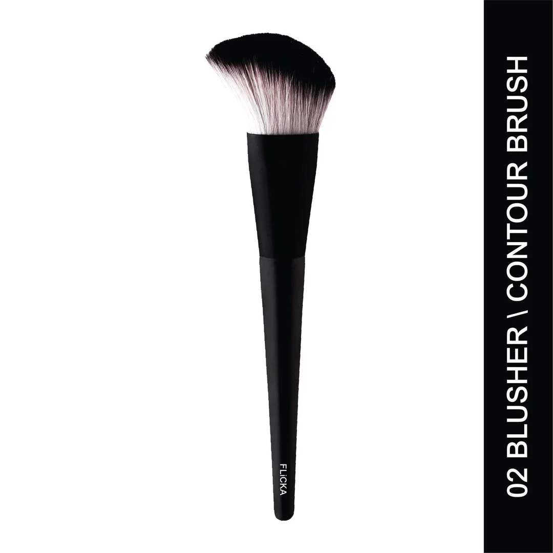 Flicka Cosmetics | 02 Blusher Contour Brush | Angled| Synthetic | For Women | Hypoallergenic | Professional Makeup Tool image 1