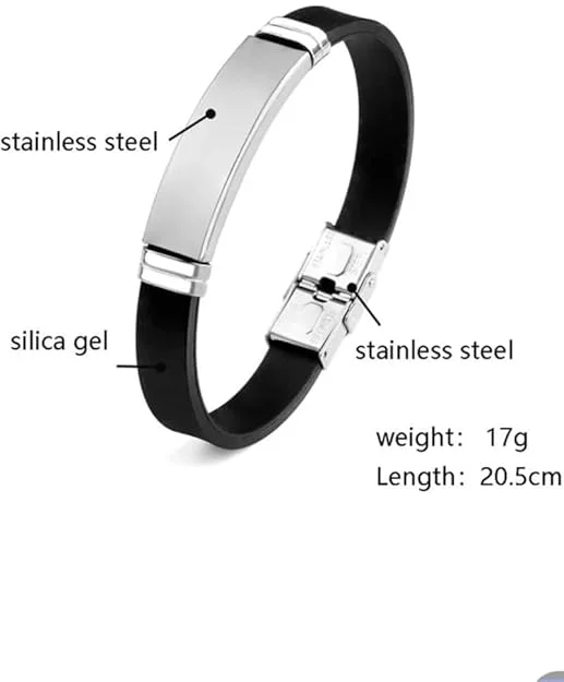 Luxuarylook Black Leather Bracelet for Men | Stainless Steel Metal Bracelet | Smooth Finish | Casual Stylish Gift for Boyfriend Husband | Valentine Anniversary Birthday image 3