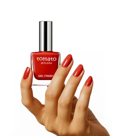 Flicka Tomato Red Nail Polish | Long-Lasting Glossy Nail Paint| Chip-Resistant| Bridal & Party Wear thumbnail 2