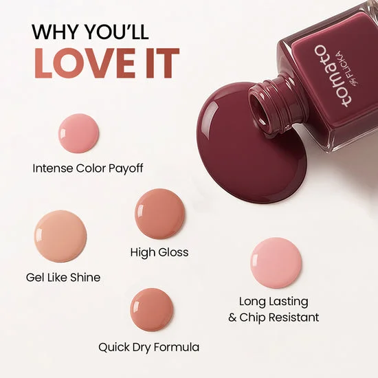Flicka Tomato Red Nail Polish | Long-Lasting Glossy Nail Paint| Chip-Resistant| Bridal & Party Wear image 4