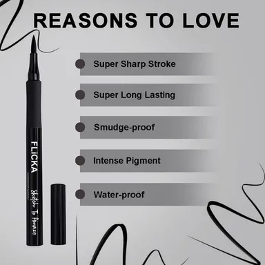 Flicka Sketch To Amaze Pen Eyeliner | Waterproof Smudge‑Proof Felt Tip | Long‑Lasting Winged Eyeliner Pen for Oily Eyelids thumbnail 1
